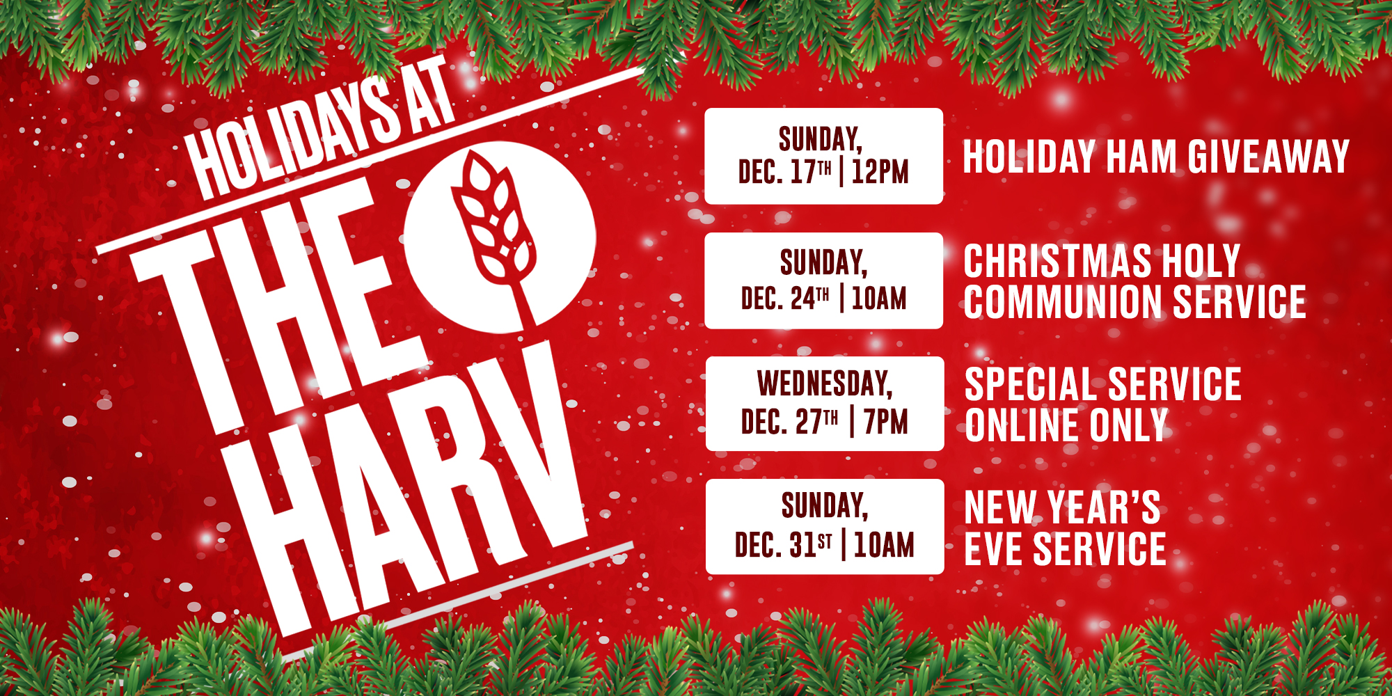 WHCE | Holidays at the Harv Schedule